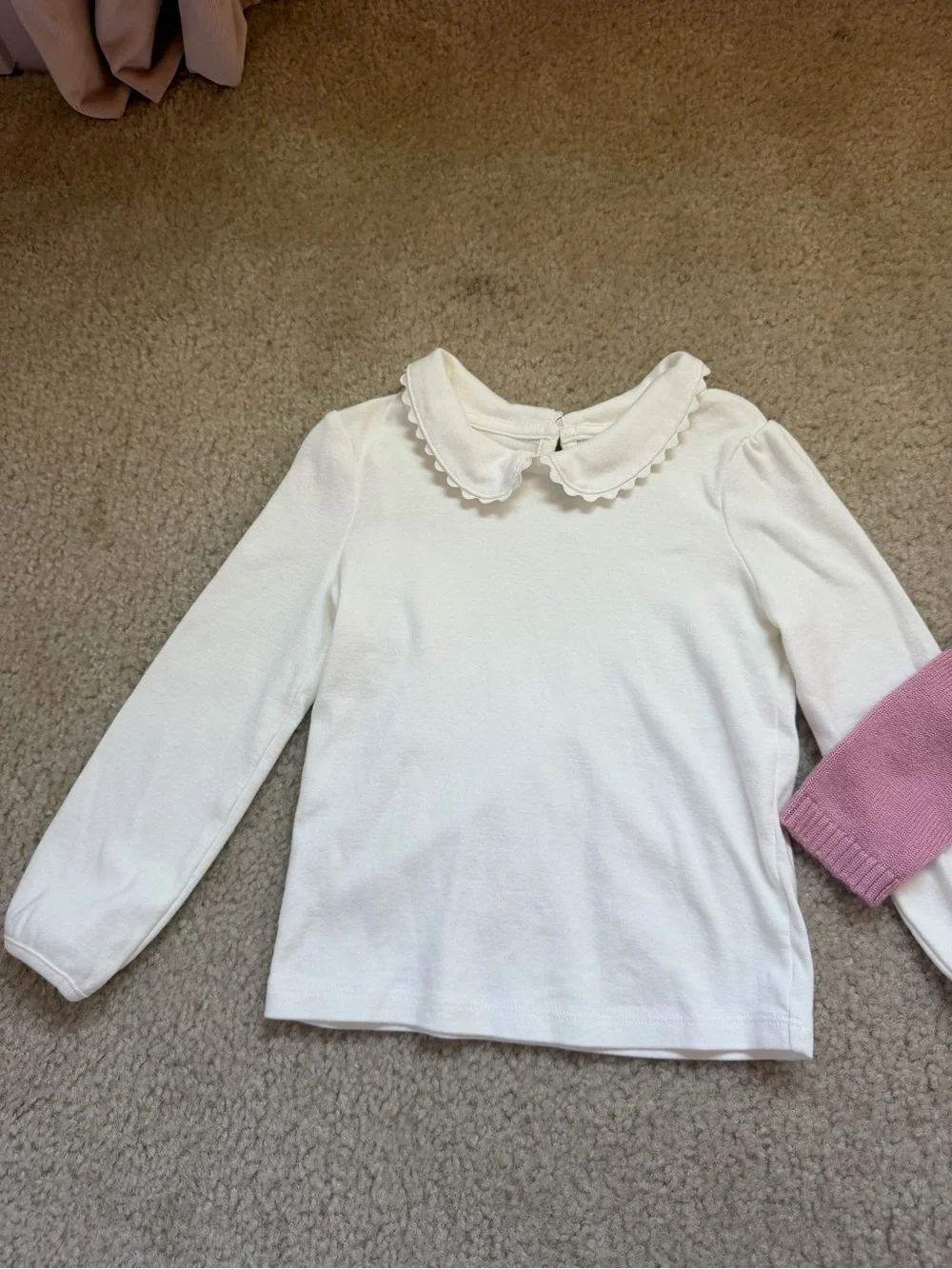 Lot of 2 Girls Gymboree tops with Peter Pan collars - white and pink 4T